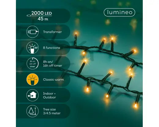 LED compact lights gb 8 function twinkle effect outdoor green/classic warm L.4500cm