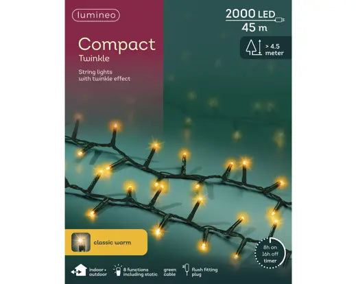 LED compact lights gb 8 function twinkle effect outdoor green/classic warm L.4500cm