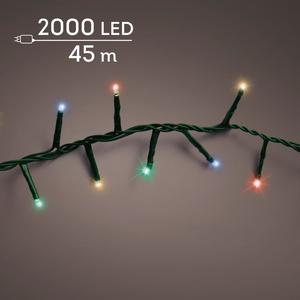 Multi-colour LED compact twinkle Christmas lights, 45m plug-in string, alternate view