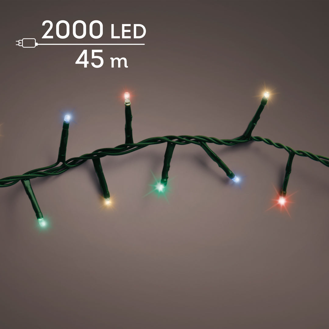 Multi-colour LED compact twinkle Christmas lights, 45m plug-in string, alternate view