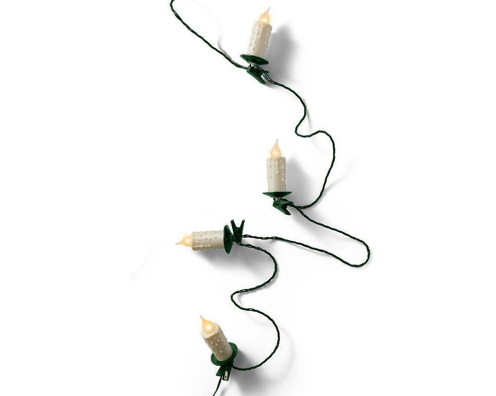 Classic warm white LED candle-style Christmas lights, 11.6m plug-in string, alternate view
