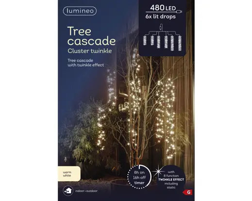 LED tree cascade cluster Plug-in warm white L.200cm
