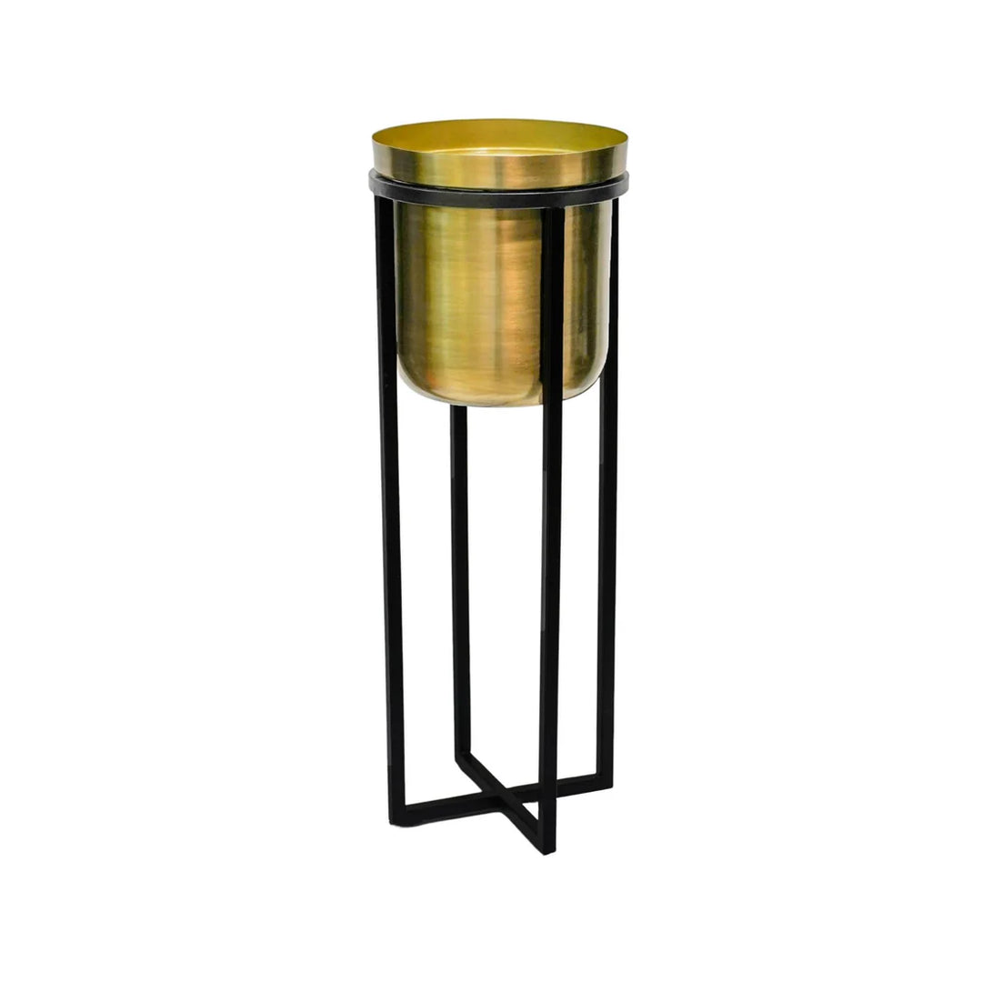 Calla Planter Stand Black/Antique Gold H58CM D22CM