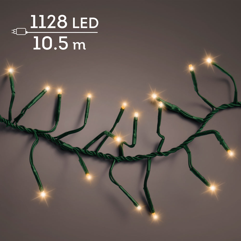 Classic warm white LED cluster Christmas tree lights, 10.5m plug-in string, alternate view