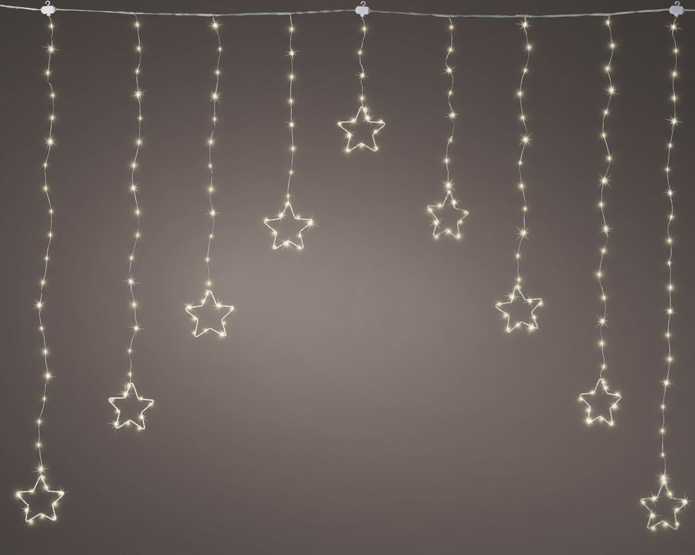 Micro Led Curtain Lights Gb 8 Function Twinkle Effect Outdoor Silver/Warm White L.0.2Cm X W.120Cm X H.60Cm - Christmas Lights - Windyridge Garden Centre