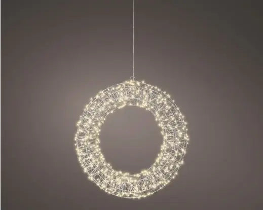 Micro LED frame light Plug-in metal wreath flashing & static effect outdoor silver/warm white L.7cm x W.38cm x H.38cm
