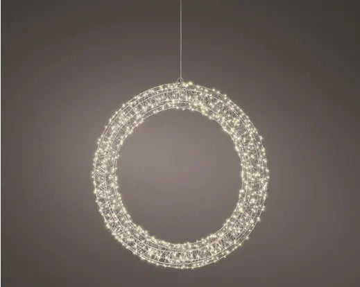 Micro LED frame light Plug-in metal wreath flashing & static effect outdoor silver/warm white L.7cm x W.58cm x H.58cm