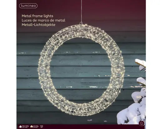 Micro LED frame light Plug-in metal wreath flashing & static effect outdoor silver/warm white L.7cm x W.58cm x H.58cm