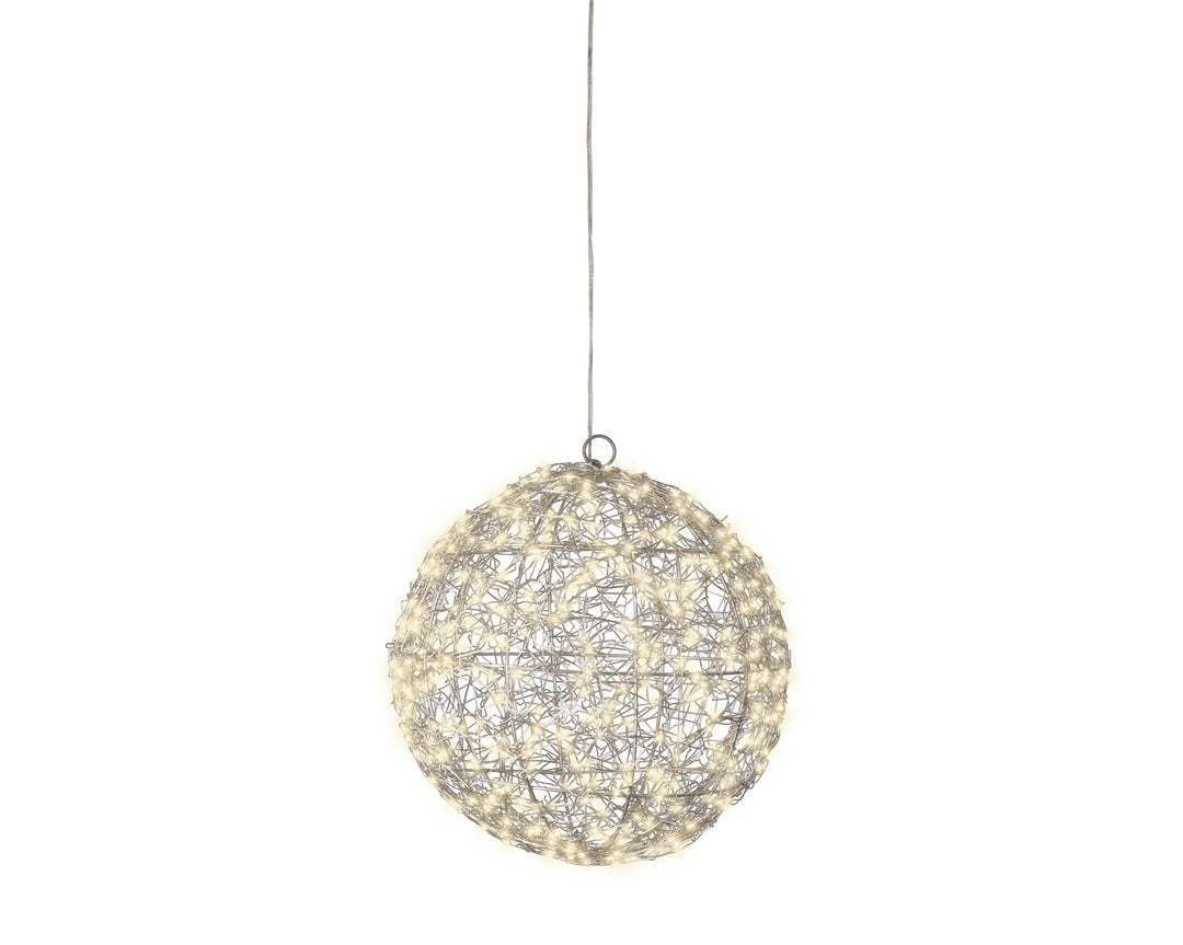 Micro LED frame light Plug-in metal ball flashing & static effect outdoor silver/warm white D.28cm