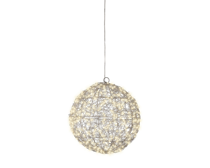Micro LED frame light Plug-in metal ball flashing & static effect outdoor silver/warm white D.28cm