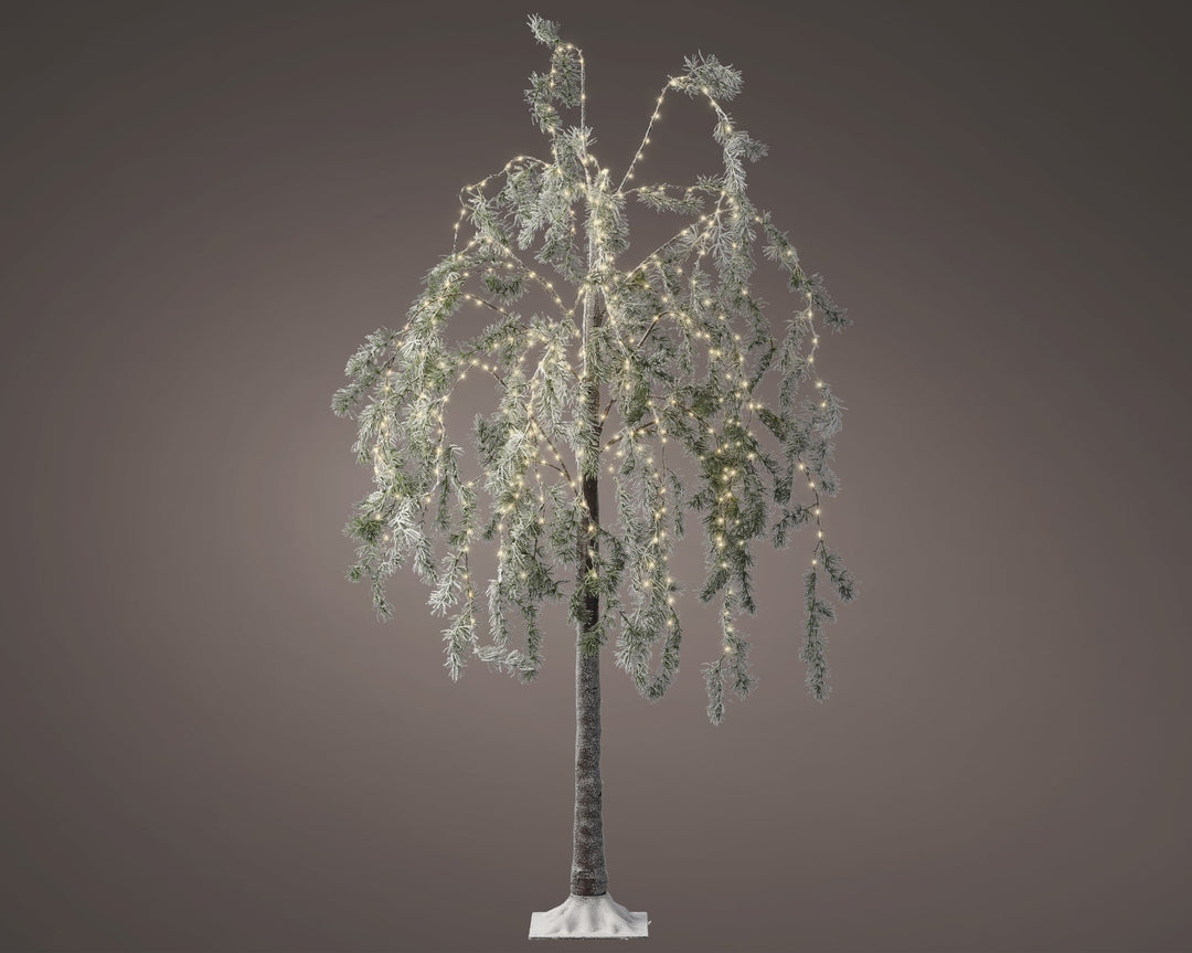 Downy birch outdoor artificial Christmas tree with warm white micro LEDs, 150cm tall, alternate view