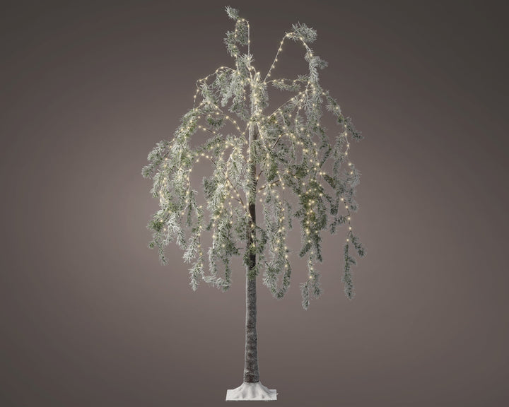 Downy birch outdoor artificial Christmas tree with warm white micro LEDs, 150cm tall, alternate view