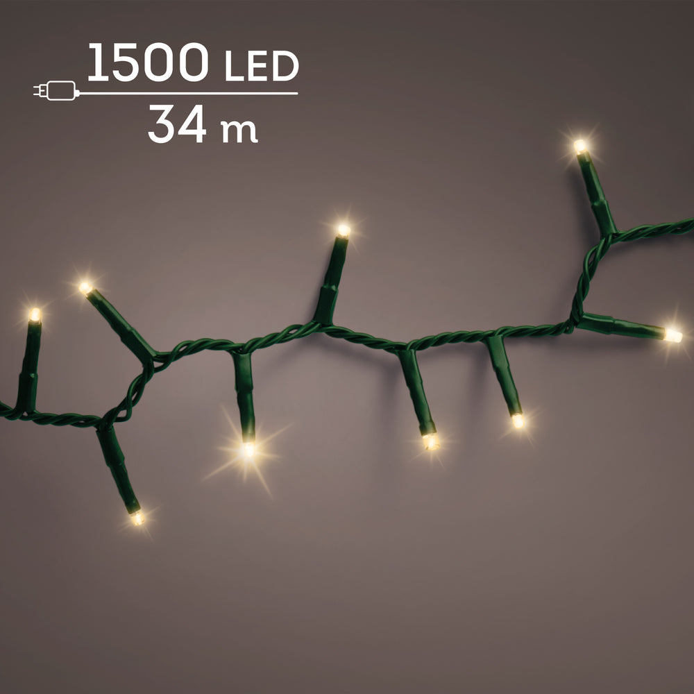 Soft gold LED compact Christmas tree lights, 34m plug-in string, alternate view