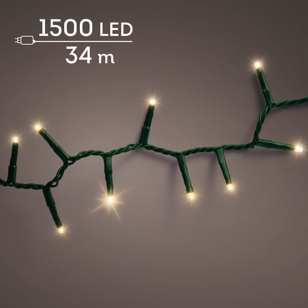 Soft gold LED compact Christmas tree lights, 34m plug-in string, alternate view