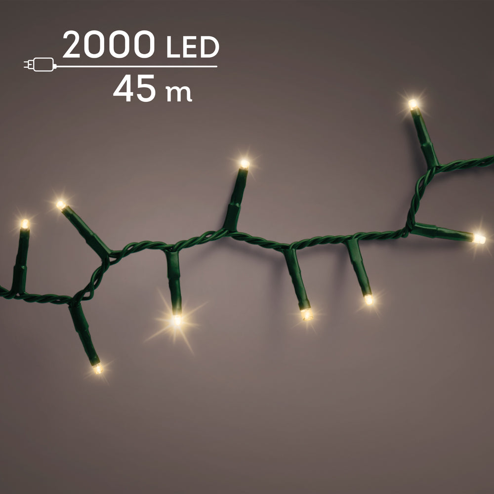 Soft gold LED compact Christmas tree lights, 45m plug-in string, alternate view