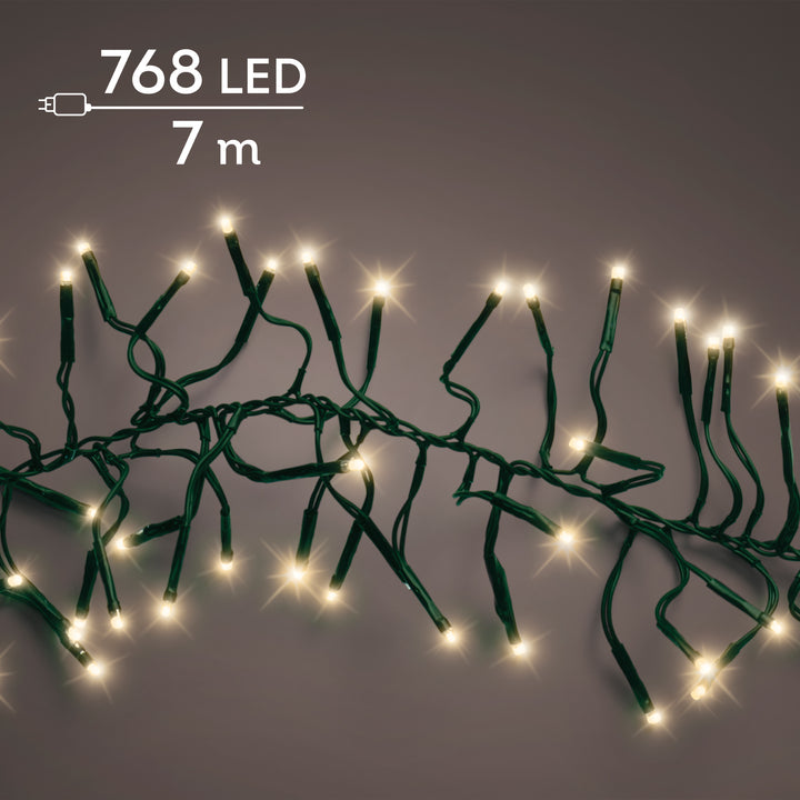 Soft gold LED cluster Christmas tree lights, 7m plug-in string, alternate view