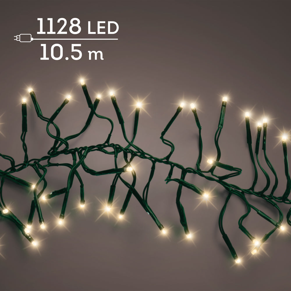 Soft gold LED cluster Christmas tree lights, 10.5m plug-in string, alternate view