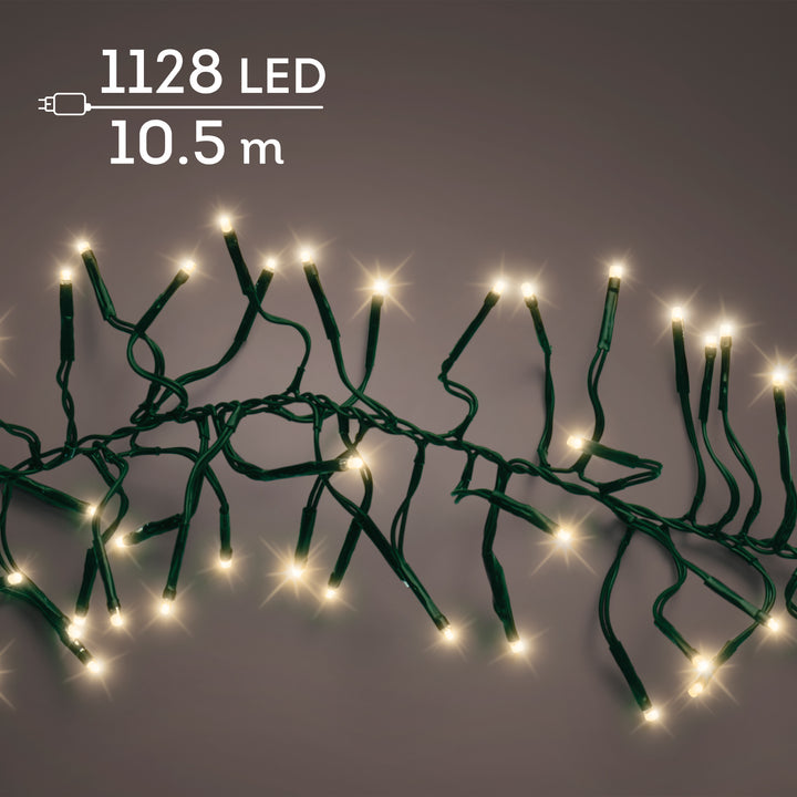 Soft gold LED cluster Christmas tree lights, 10.5m plug-in string, alternate view