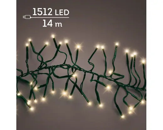 LED cluster lights gb 8 function twinkle effect outdoor green/soft gold L.1400cm