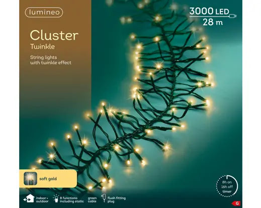 LED Cluster Lights Soft Gold 2800cm (Plug-in)