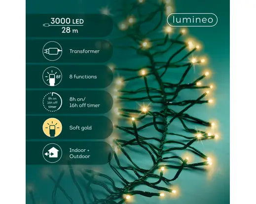 LED Cluster Lights Soft Gold 2800cm (Plug-in)