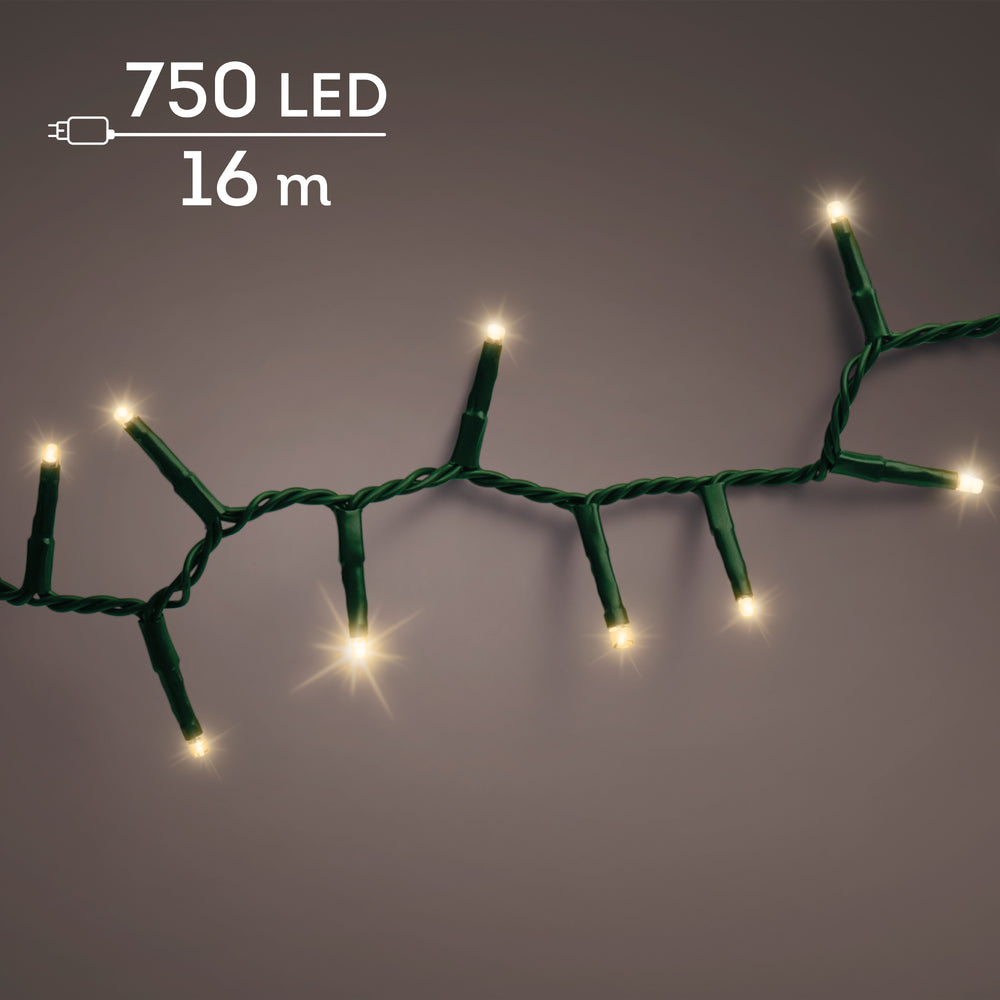 Soft gold LED compact Christmas tree lights, 16m plug-in string, alternate view