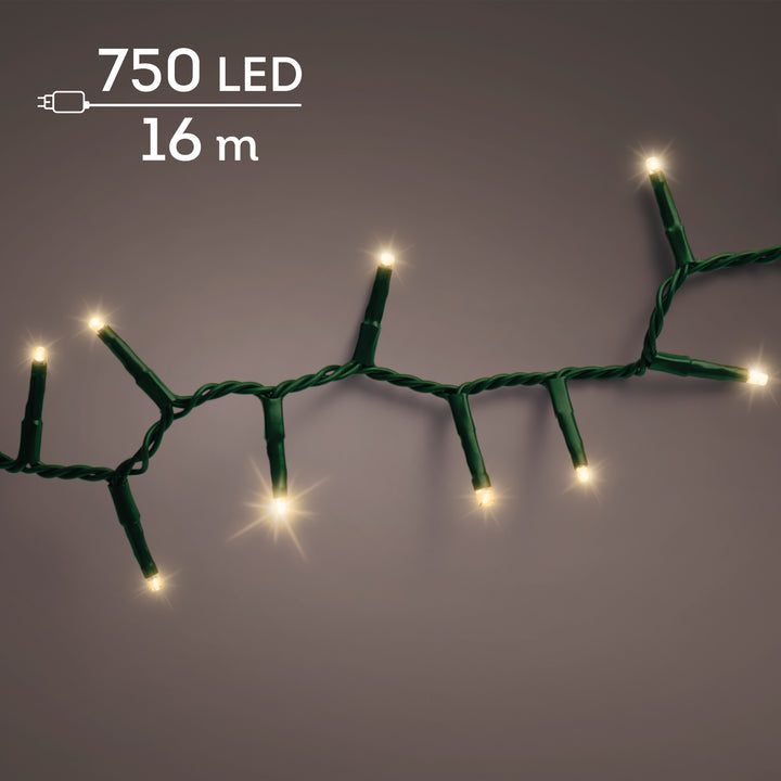 Soft gold LED compact Christmas tree lights, 16m plug-in string, alternate view