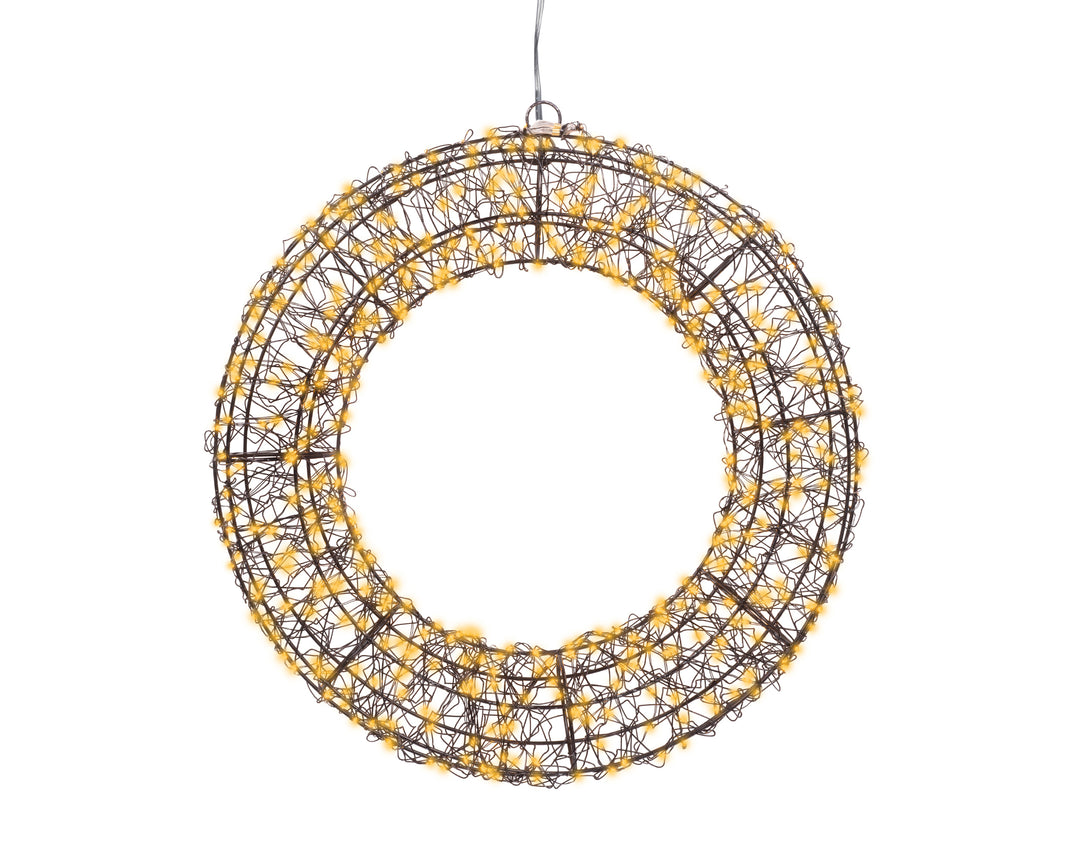 Micro LED wreath Plug-in metal flashing & static effect outdoor black/classic warm D.38cm x L.7cm