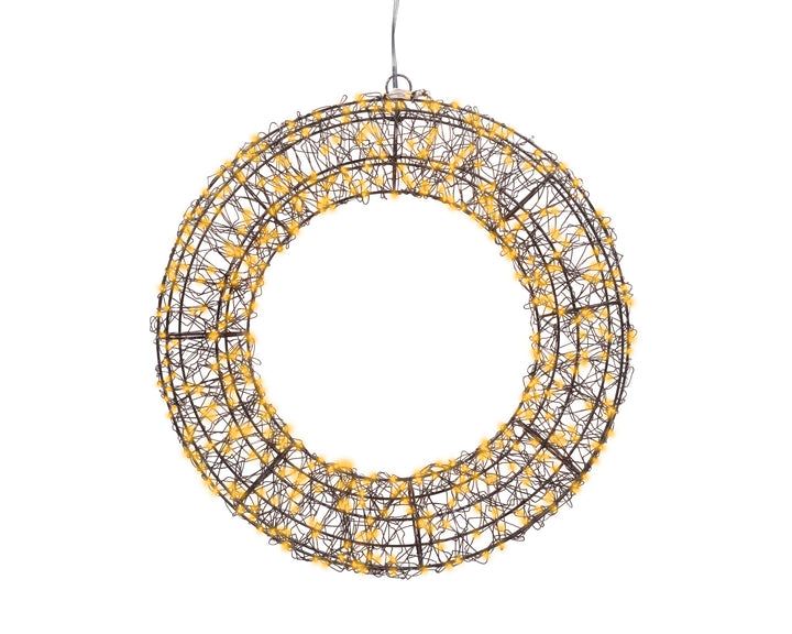 Micro LED wreath Plug-in metal flashing & static effect outdoor black/classic warm D.38cm x L.7cm