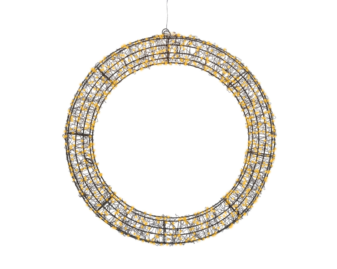 Micro LED wreath Plug-in metal flashing & static effect outdoor black/classic warm D.58cm x L.7.5cm