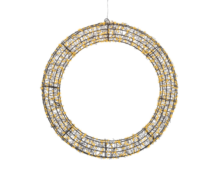 Micro LED wreath Plug-in metal flashing & static effect outdoor black/classic warm D.58cm x L.7.5cm