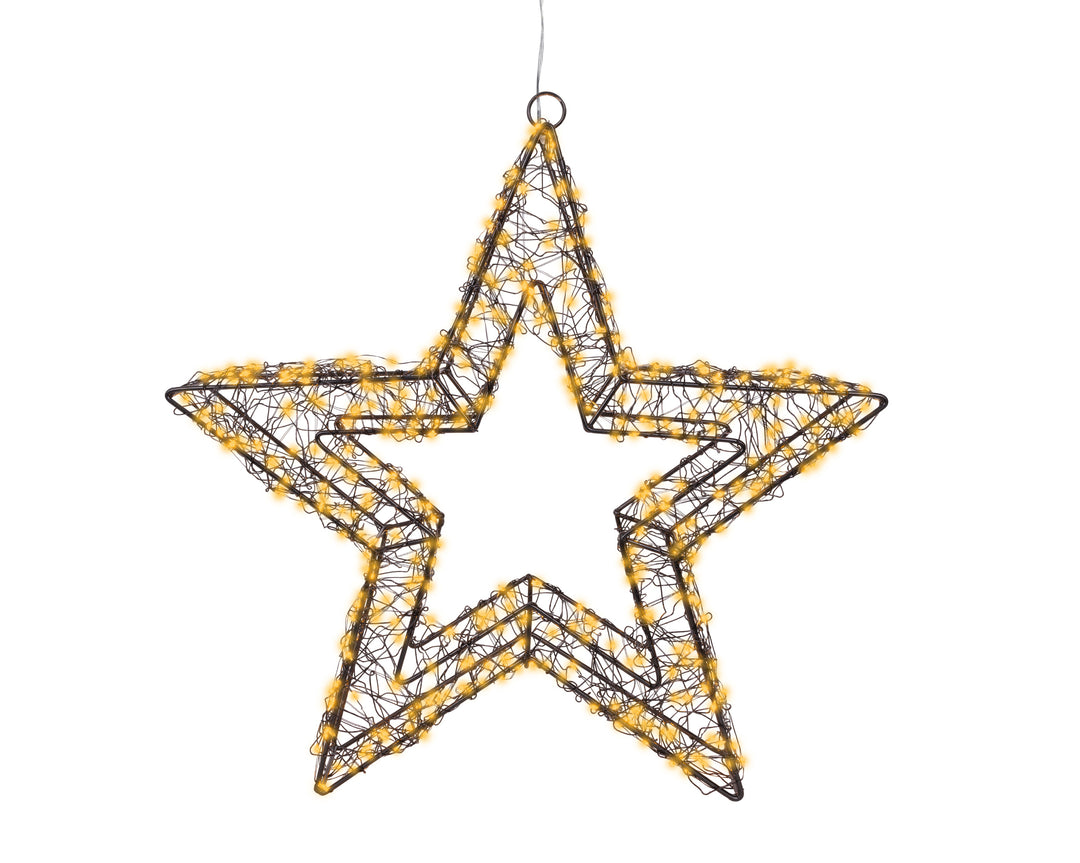 Micro LED star Plug-in metal flashing & static effect outdoor black/classic warm D.38cm x L.7cm