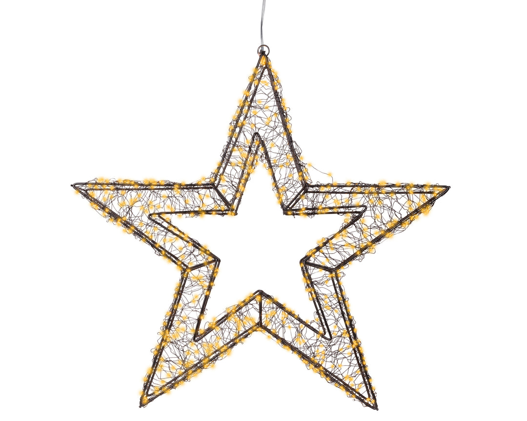 Micro LED star Plug-in metal flashing & static effect outdoor black/classic warm D.58cm x L.7cm