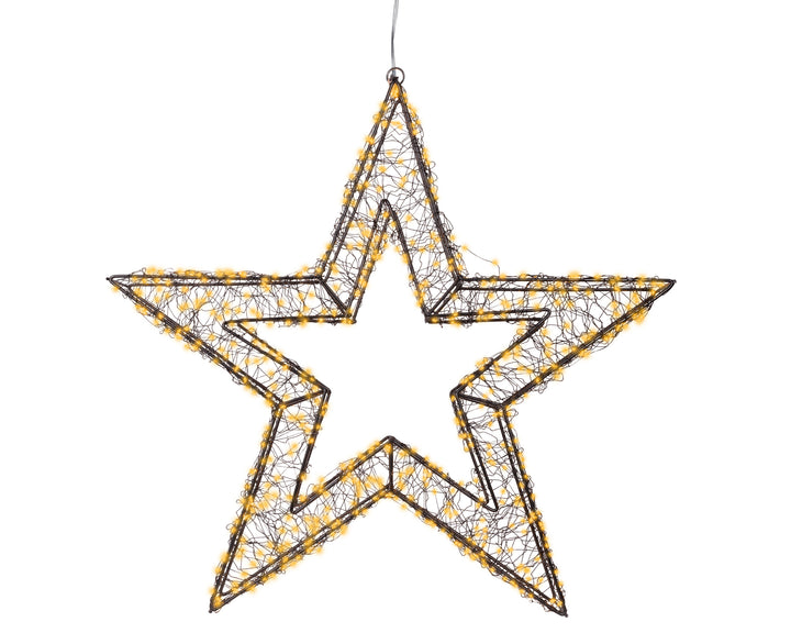 Micro LED star Plug-in metal flashing & static effect outdoor black/classic warm D.58cm x L.7cm