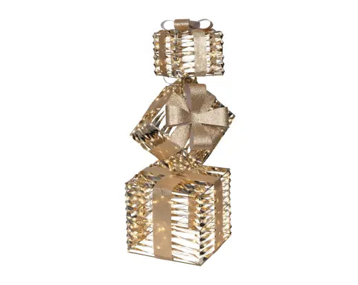 Micro LED giftbox Plug-in pet flashing & static effect outdoor gold/warm white L.25cm x W.25cm x H.73cm