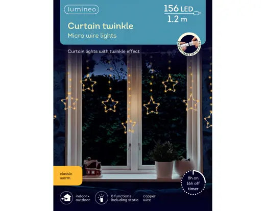 Micro LED curtain lights Plug-in copper/classic warm L.120cm x H.60cm