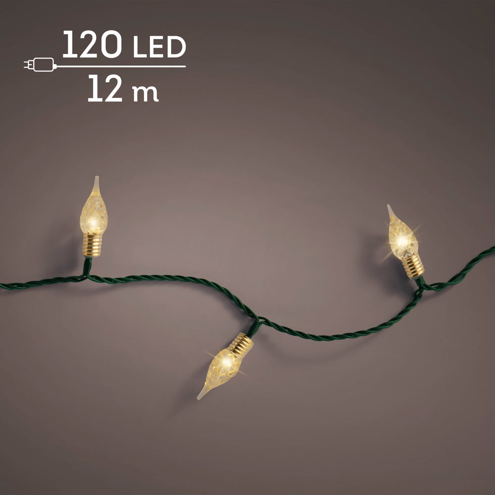 Soft gold LED vintage Christmas lights, 11.9m plug-in string, alternate view