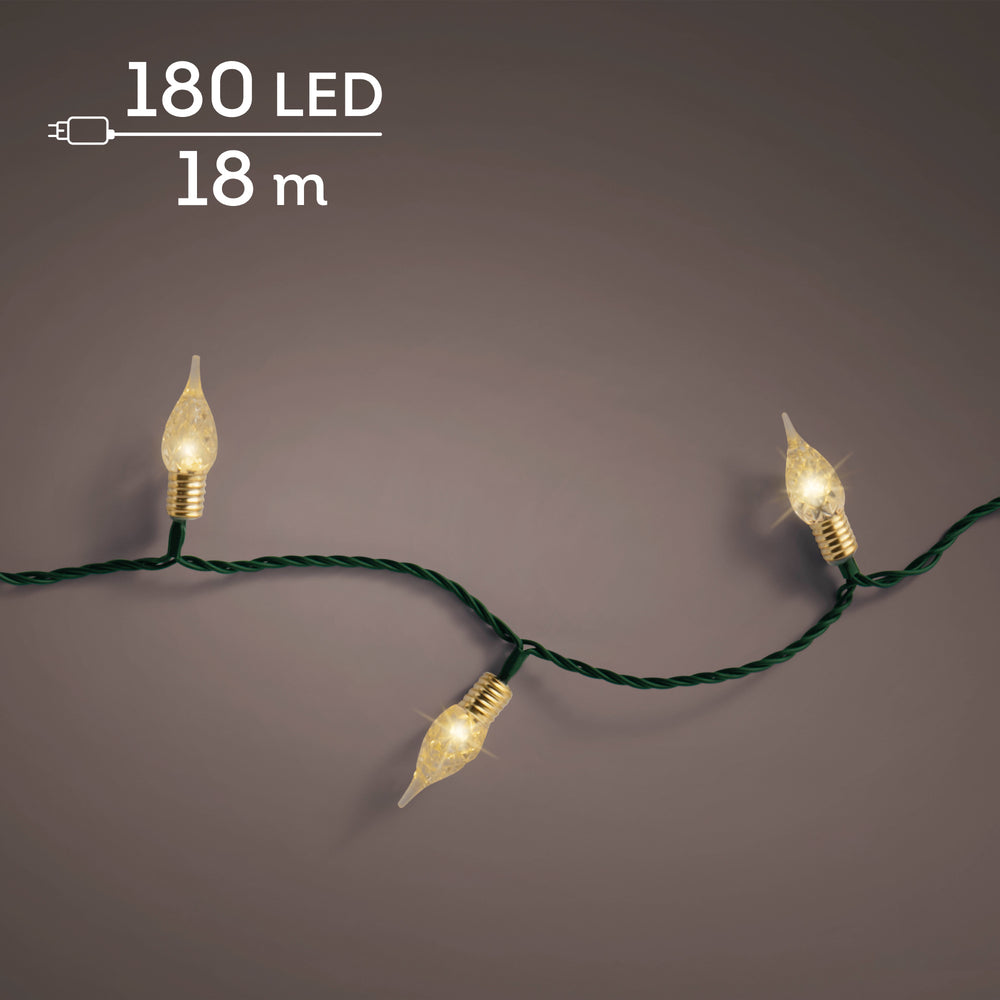 Soft gold LED vintage Christmas lights, 7.9m plug-in string, alternate view