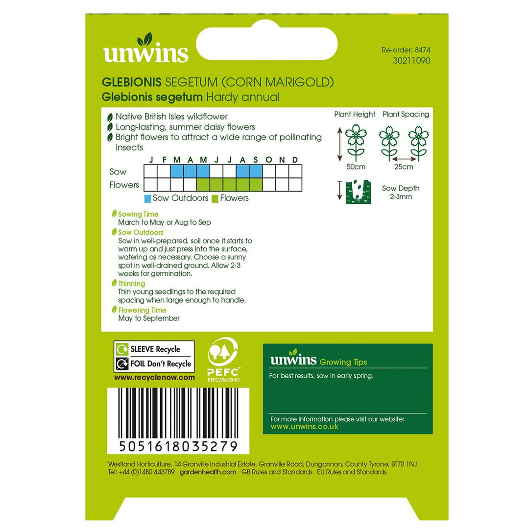 Nh Glebionis (Corn Marigold) - Seeds - Windyridge Garden Centre