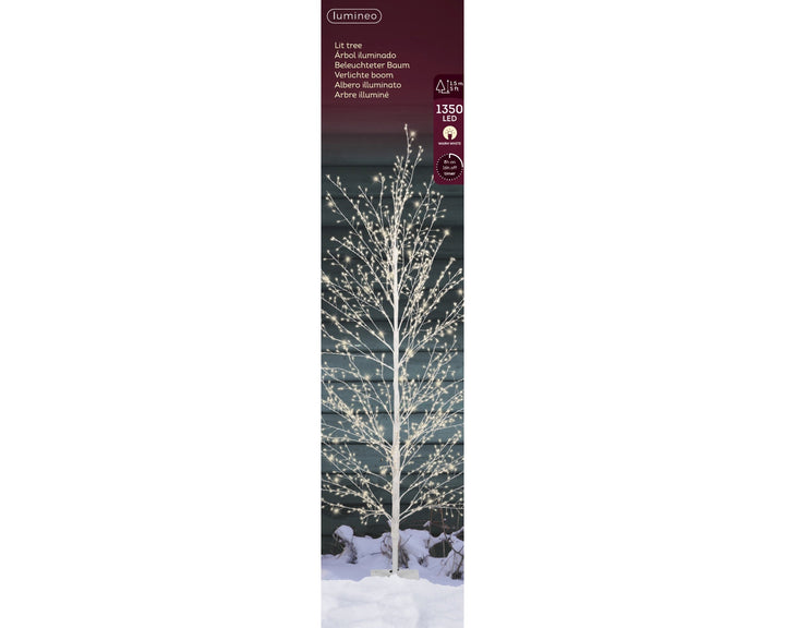 Silver Birch Full-Branch Outdoor Artificial Christmas Tree with Warm White Micro LEDs - W: 60 cm x H: 150 cm