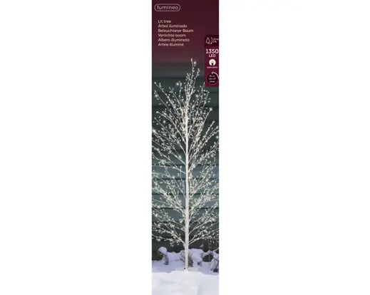 Silver Birch Full-Branch Outdoor Artificial Christmas Tree with Warm White Micro LEDs - W: 60 cm x H: 150 cm