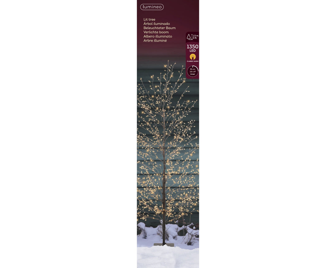 Black Full-Branch Outdoor Artificial Christmas Tree with Classic Warm Micro LEDs - W: 60 cm x H: 150 cm