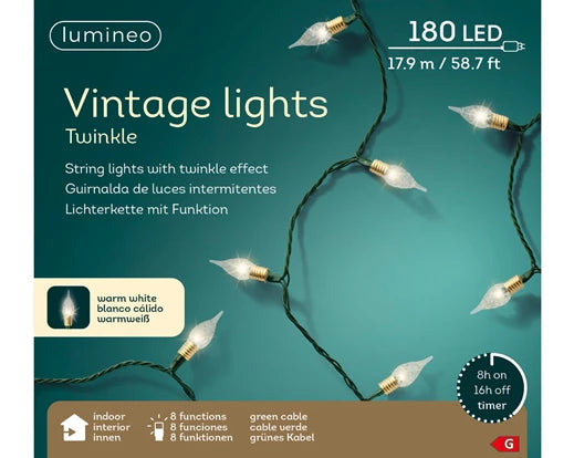 LED vintage lights gb 8 function twinkle effect indoor green/warm white L.1790cm