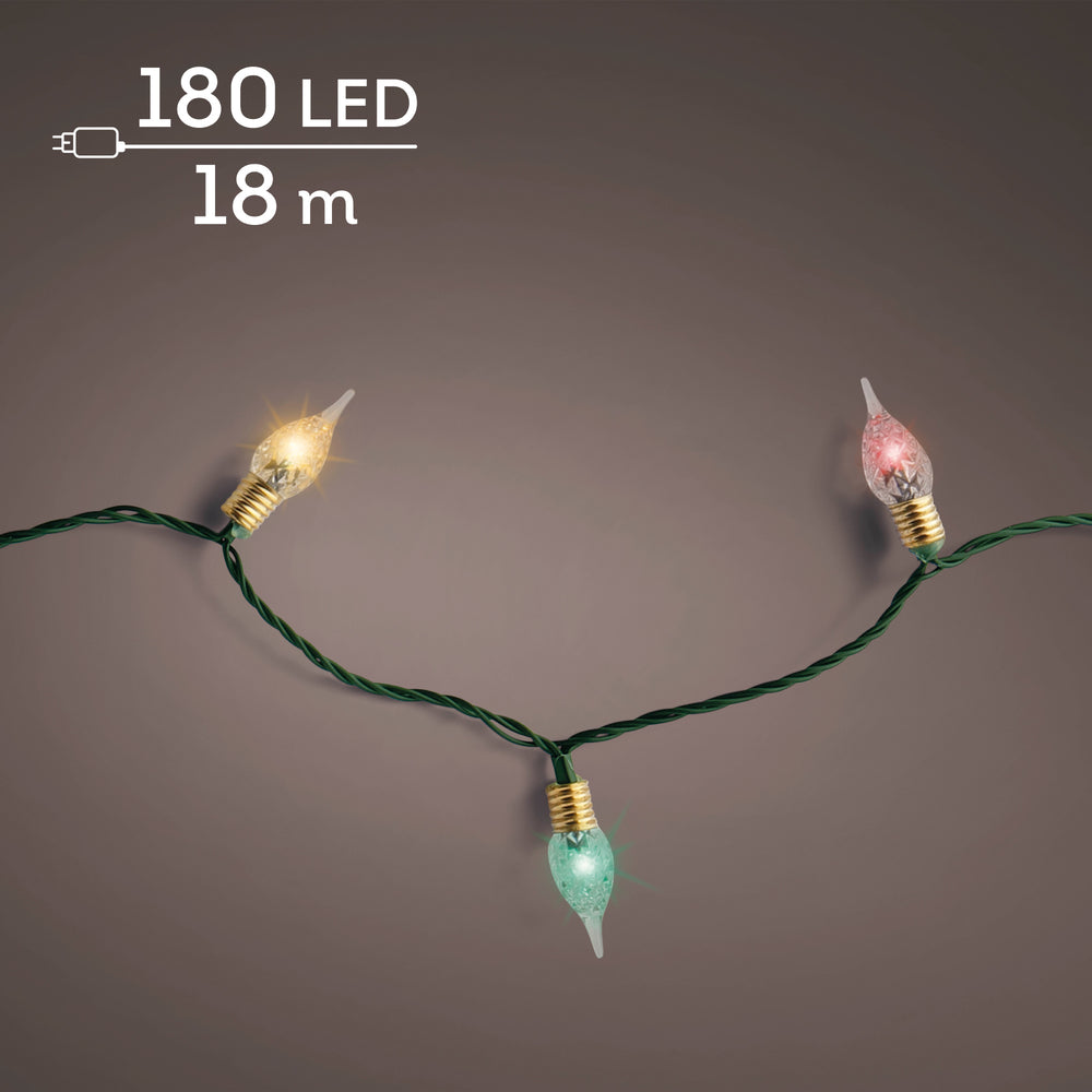 Multi-colour LED vintage Christmas lights with twinkle effect, 17.9m plug-in string, alternate view