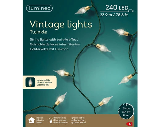 LED  vintage  lights  gb  8  function twinkle effect indoor L2390cm - green/warm white