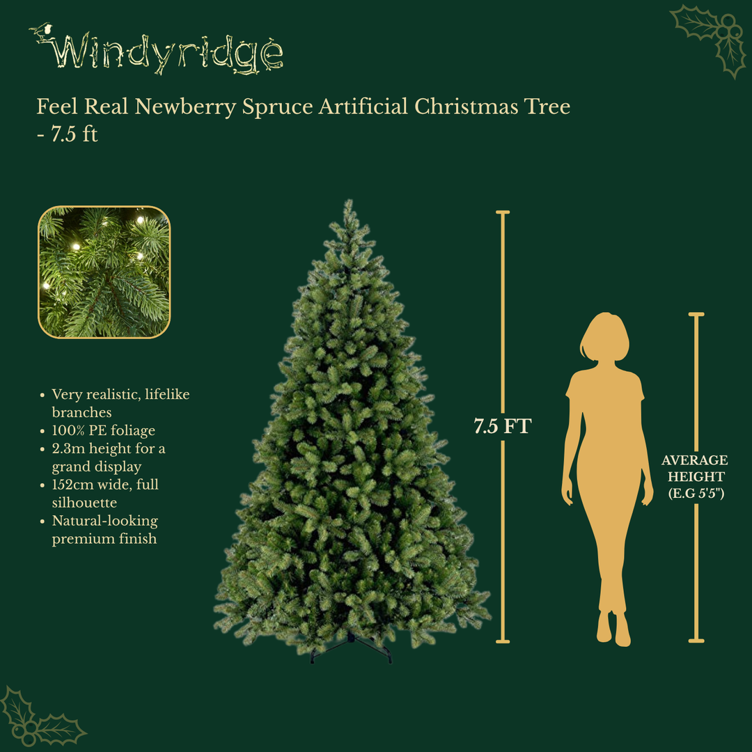 Feel Real Newberry Spruce Artificial Christmas Tree - 7.5 ft