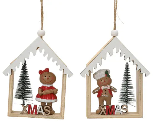 Gingerbread plywood polyresin gingerbread in house fsc mix 70% brown/colour(s) L.9.5cm x W.2.5cm x H.11cm