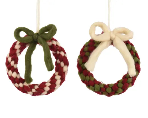 Wreath wool bow assorted L.3cm x W.15.5cm x H.15.5cm