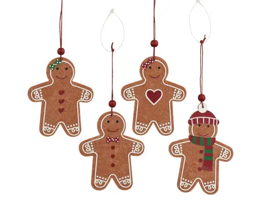 Gingerbread felt red heart  brown/colour(s) L.0.5cm x W.8cm x H.10cm