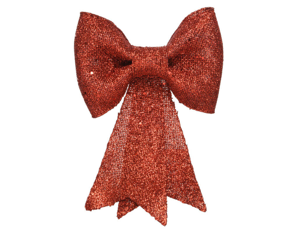 Bow plastic glitters red L.5cm x W.22cm x H.30cm